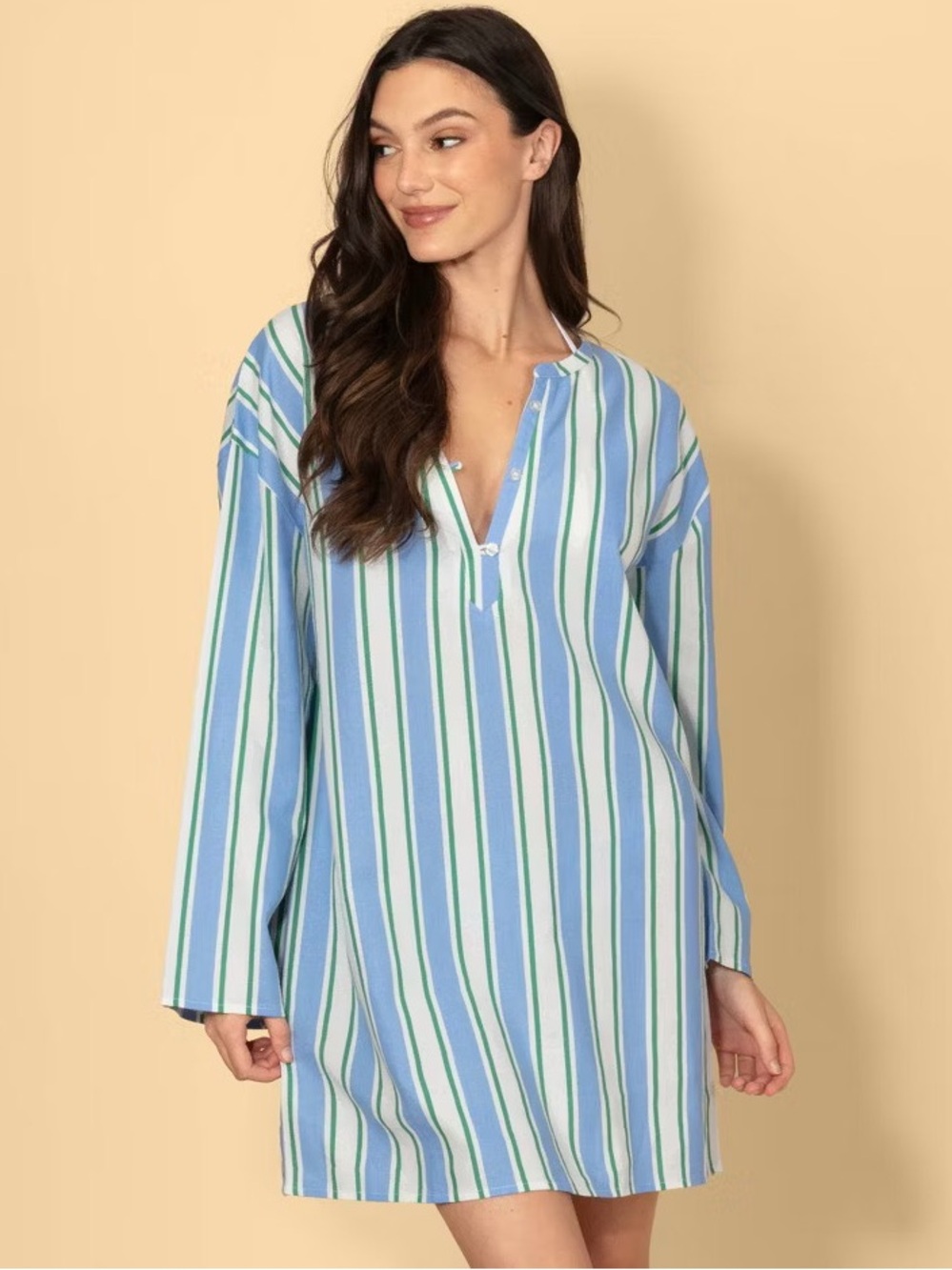 NWT SOLID & STRIPED Women’s Long Sleeve Linen Blend Mini Shift Dress. Size:XL.